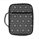 White And Black Lotus Pattern Print Front Pocket Bible Bag