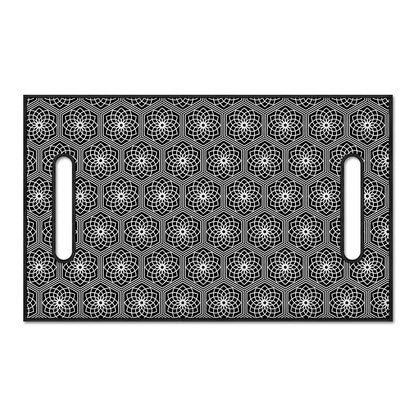 White And Black Lotus Pattern Print Golf Cart Seat Cover