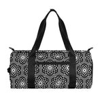 White And Black Lotus Pattern Print Gym Bag