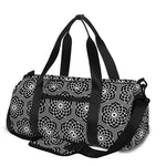 White And Black Lotus Pattern Print Gym Bag
