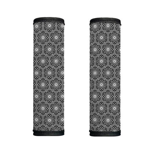 White And Black Lotus Pattern Print Handle Covers