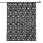 White And Black Lotus Pattern Print House Flag