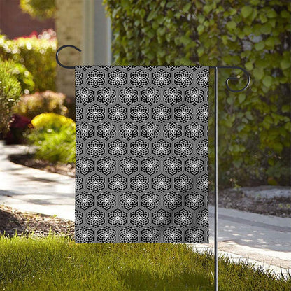 White And Black Lotus Pattern Print House Flag
