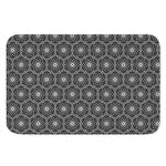 White And Black Lotus Pattern Print Indoor Door Mat