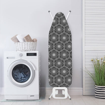 White And Black Lotus Pattern Print Ironing Board Cover