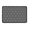 White And Black Lotus Pattern Print Kitchen Mat