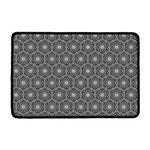 White And Black Lotus Pattern Print Kitchen Mat