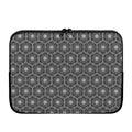 White And Black Lotus Pattern Print Laptop Sleeve