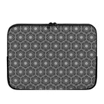 White And Black Lotus Pattern Print Laptop Sleeve