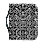 White And Black Lotus Pattern Print Leather Bible Cover