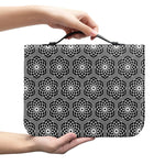 White And Black Lotus Pattern Print Leather Bible Cover