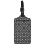 White And Black Lotus Pattern Print Luggage Tag