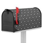 White And Black Lotus Pattern Print Mailbox Cover