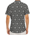 White And Black Lotus Pattern Print Men's Deep V-Neck Shirt