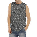 White And Black Lotus Pattern Print Men's Fitness Tank Top