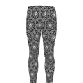 White And Black Lotus Pattern Print Men's Leggings