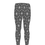 White And Black Lotus Pattern Print Men's leggings