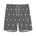 White And Black Lotus Pattern Print Men's Athletic Shorts