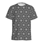 White And Black Lotus Pattern Print Men's Sports T-Shirt