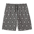 White And Black Lotus Pattern Print Men's Swim Trunks