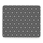 White And Black Lotus Pattern Print Mouse Pad