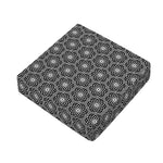 White And Black Lotus Pattern Print Outdoor Seat Cushion Cover