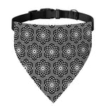 White And Black Lotus Pattern Print Over The Collar Dog Bandana