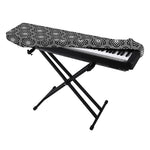 White And Black Lotus Pattern Print Piano Keyboard Cover