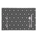 White And Black Lotus Pattern Print Placemat