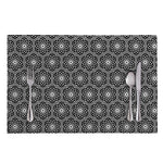 White And Black Lotus Pattern Print Placemat