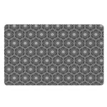 White And Black Lotus Pattern Print Polyester Doormat
