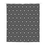 White And Black Lotus Pattern Print Polyester Shower Curtain
