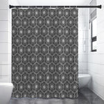 White And Black Lotus Pattern Print Premium Shower Curtain