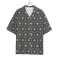 White And Black Lotus Pattern Print Rayon Hawaiian Shirt