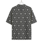 White And Black Lotus Pattern Print Rayon Hawaiian Shirt