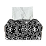 White And Black Lotus Pattern Print Rectangle Tissue Box Cover