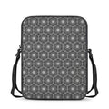 White And Black Lotus Pattern Print Rectangular Crossbody Bag