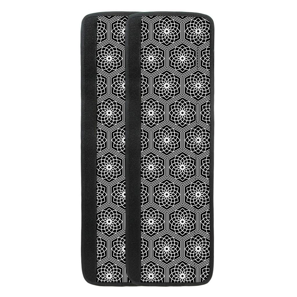 White And Black Lotus Pattern Print Refrigerator Handle Covers
