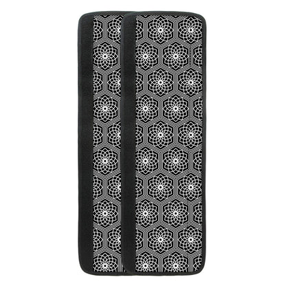 White And Black Lotus Pattern Print Refrigerator Handle Covers