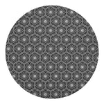 White And Black Lotus Pattern Print Round Blanket