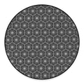 White And Black Lotus Pattern Print Round Floor Mat