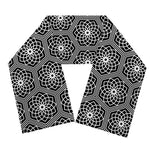 White And Black Lotus Pattern Print Scarf