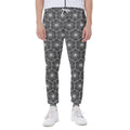 White And Black Lotus Pattern Print Joggers