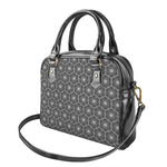 White And Black Lotus Pattern Print Shoulder Handbag