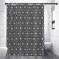 White And Black Lotus Pattern Print Shower Curtain