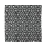 White And Black Lotus Pattern Print Silk Bandana