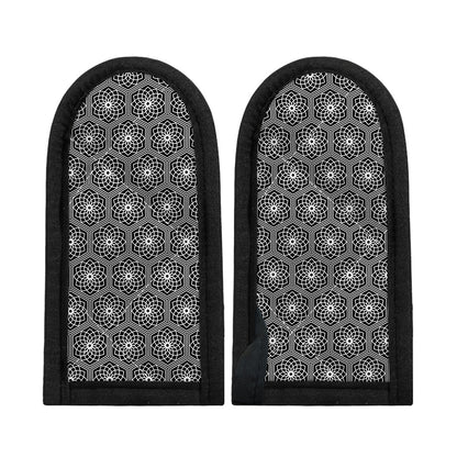 White And Black Lotus Pattern Print Skillet Handle Cover
