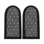 White And Black Lotus Pattern Print Skillet Handle Cover