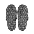 White And Black Lotus Pattern Print Slippers