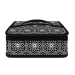 White And Black Lotus Pattern Print Small Lunch Bag